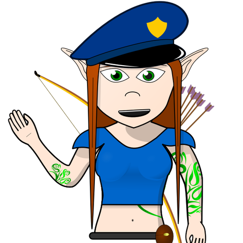 Mujer oficial de policía de dibujos animados arte